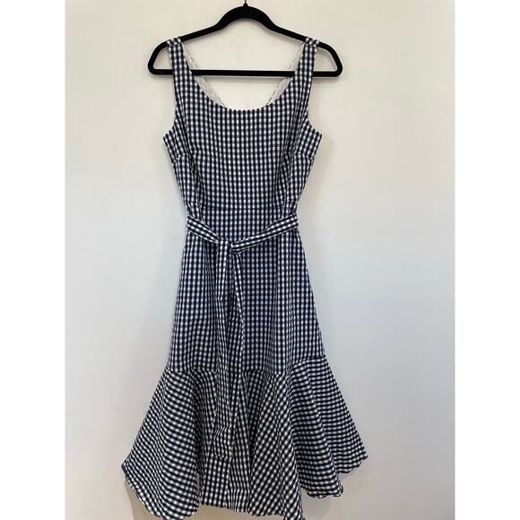 J. CREW Gingham Ruffle Midi Dress Size 6 NWT - Picture 3 of 9